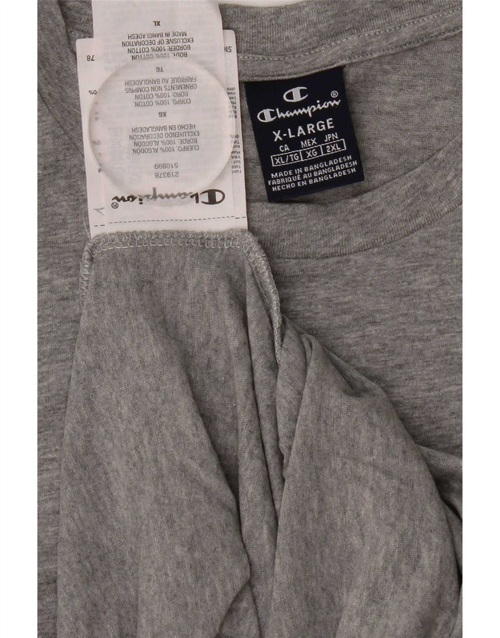 Champion Hombre Camiseta Manga Larga XL Gris Algodón