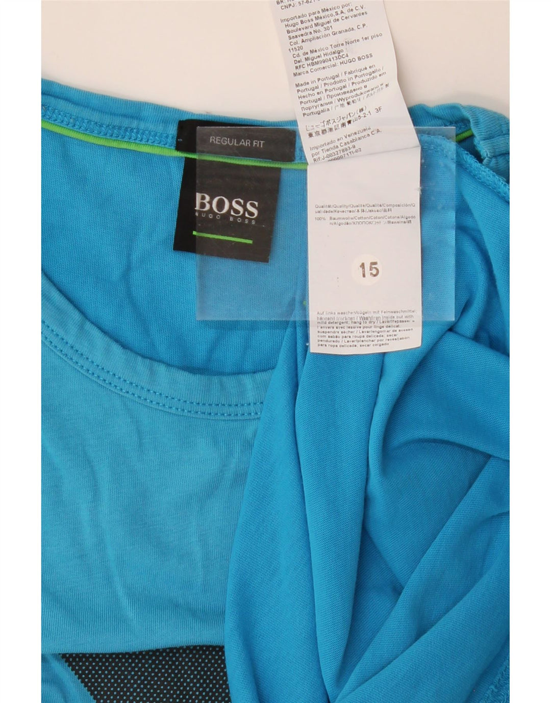 HUGO BOSS Mens Regular Fit Graphic T-Shirt Top Small Blue Cotton Vintage Hugo Boss and Second-Hand Hugo Boss from Messina Hembry 