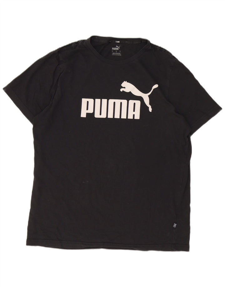 PUMA Camiseta gráfica para hombre Top grande de algodón negro