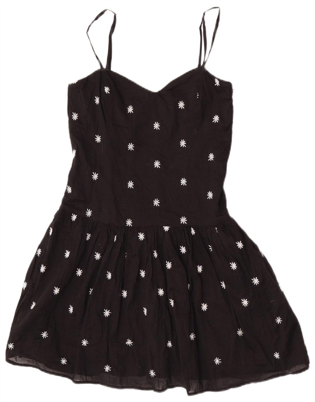 Zara Mujer Vestido De Verano UK 8 Pequeño Negro Floral