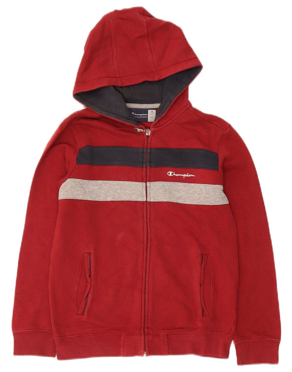 Champion Sudadera con capucha y cremallera para niños 9-10 años Algodón color block mediano rojo
