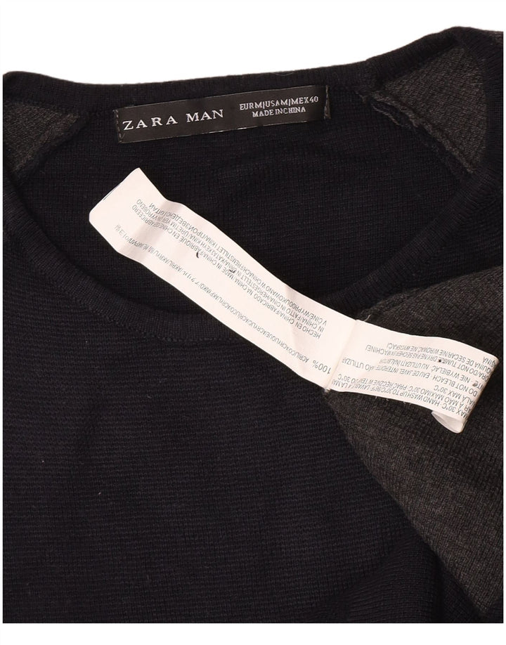 Zara Hombre Top Manga Larga Acrílico Colorblock Azul Marino Medio