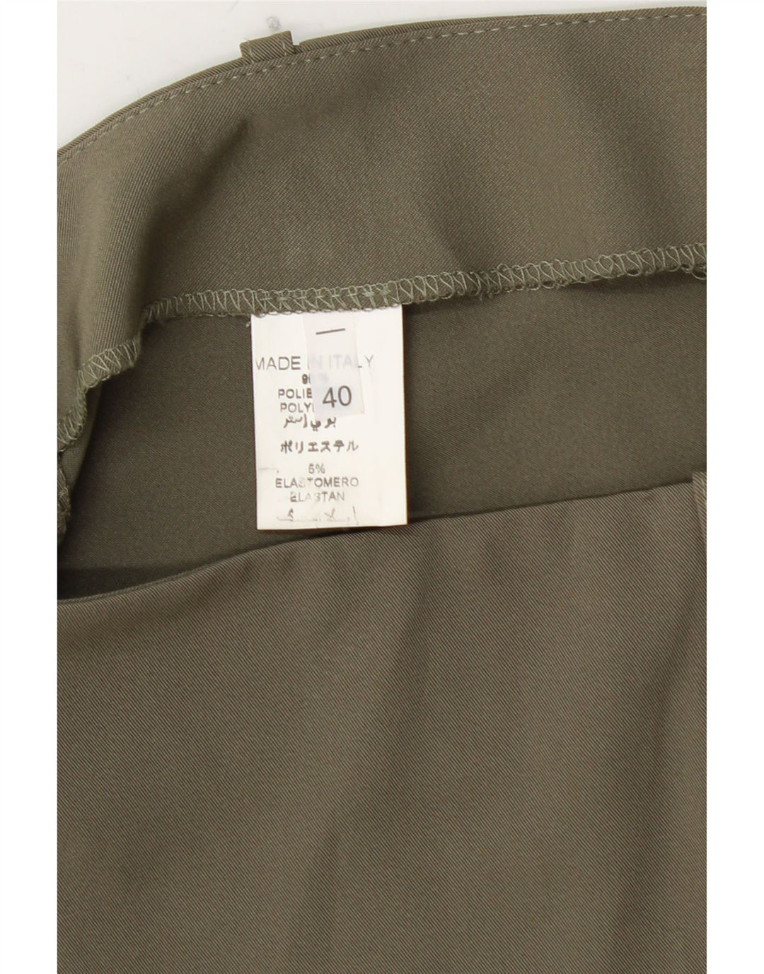 VINTAGE Minifalda de cintura baja para mujer IT 40 Pequeña W28 Poliéster caqui