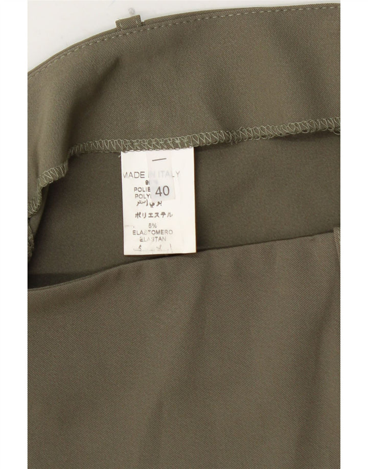 VINTAGE Minifalda de cintura baja para mujer IT 40 Pequeña W28 Poliéster caqui