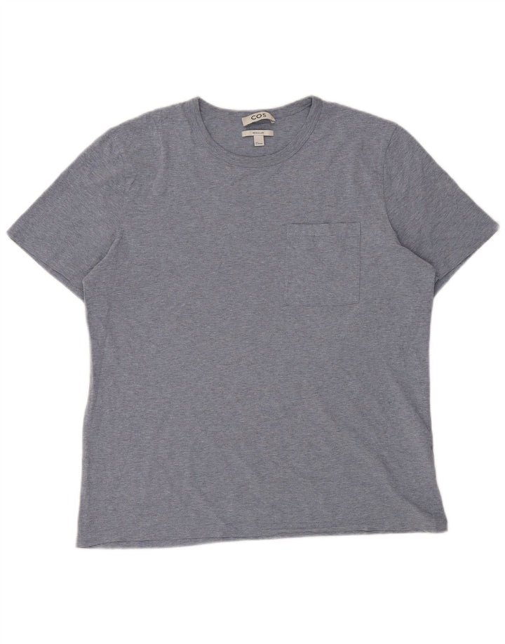 Cos Camiseta regular para hombre Top grande de algodón moteado azul