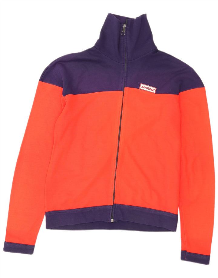 Vintage hombres chándal top chaqueta medio rojo colorblock