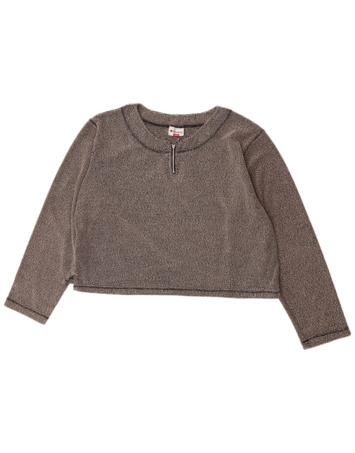 Champion Top corto para mujer de manga larga UK 46 Poliéster moteado gris grande