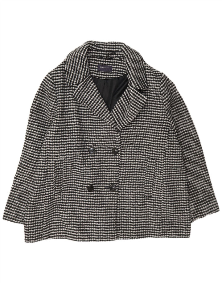 Marks & Spencer Chaquetón para mujer UK 34 4XL Poliéster de pata de gallo negro