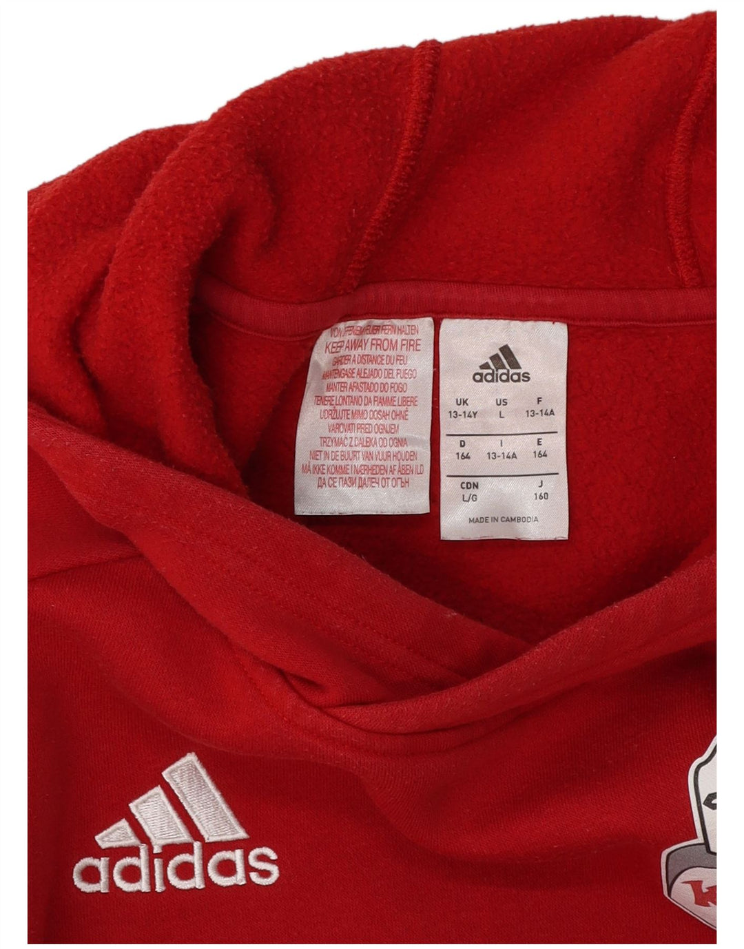 ADIDAS Boys Legnano Basket Knights Sudadera con capucha Jumper 13-14 años Rojo