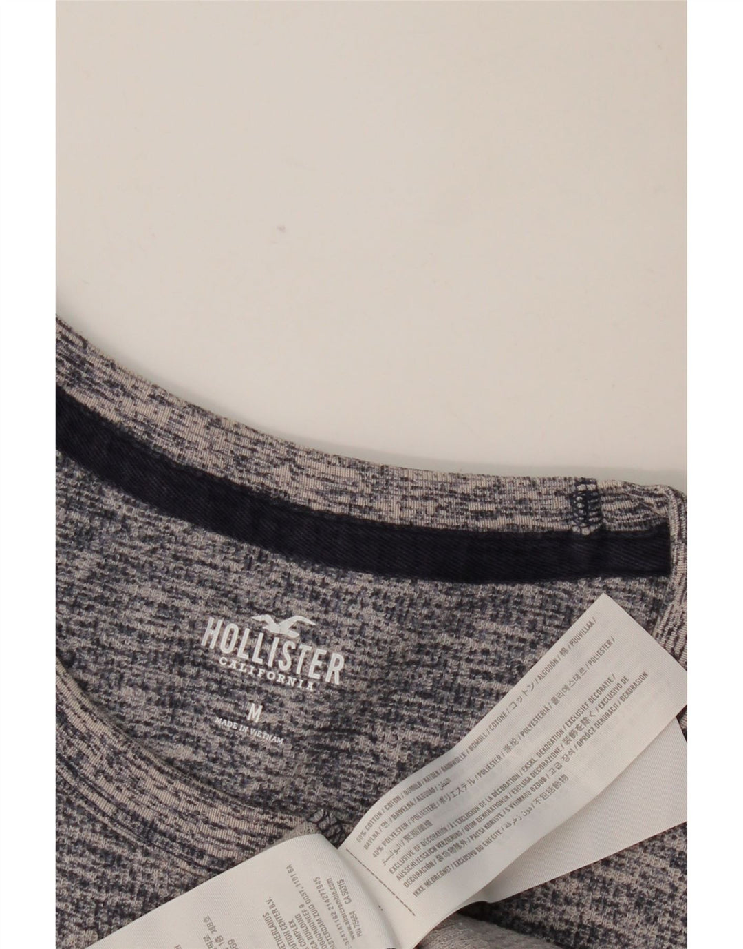 HOLLISTER Top de manga larga para hombre de algodón moteado en azul marino medio