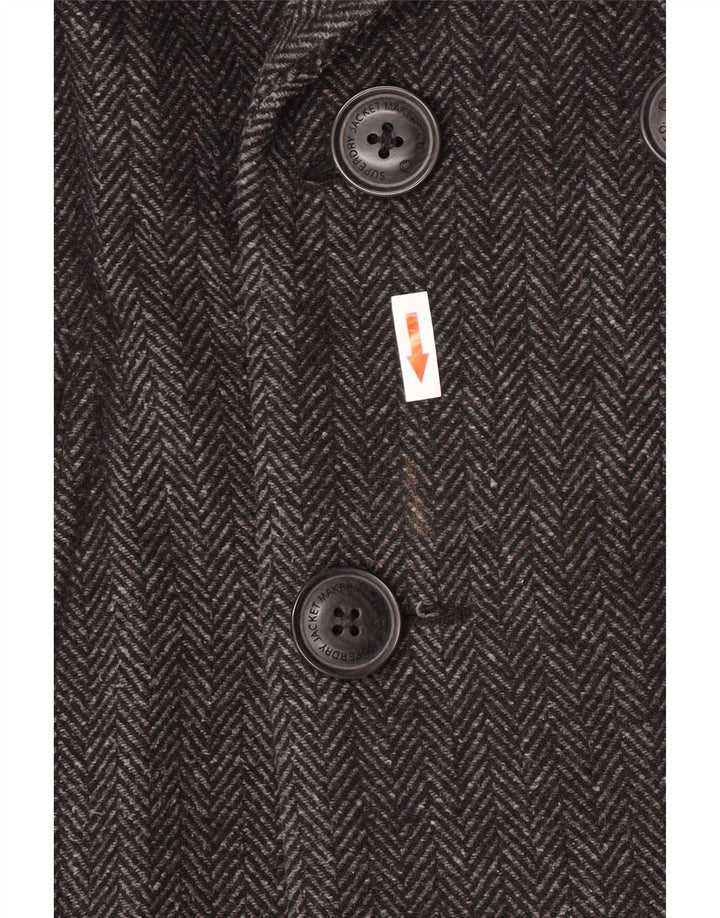Superdry Chaquetón para hombre UK 40 Large Grey Herringbone Wool Classic