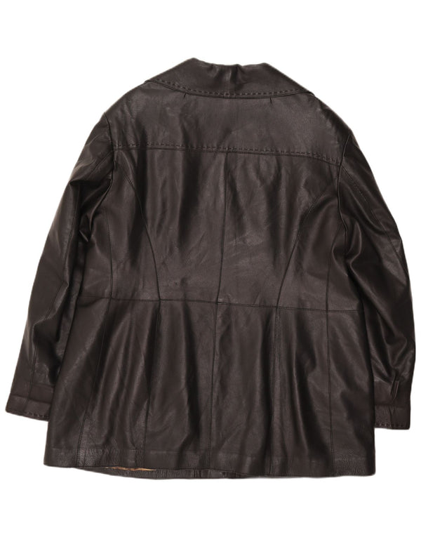 Vintage mujer cuero abrigo Reino Unido 16 cuero negro grande