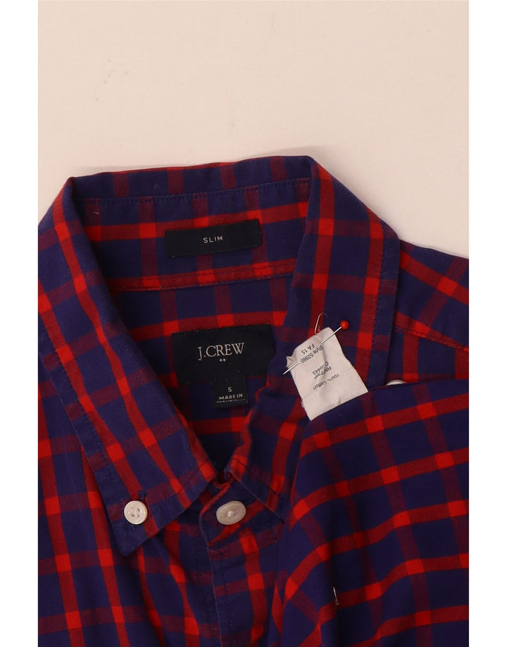 Camisa ajustada de hombre J. Crew de algodón a cuadros azules pequeños