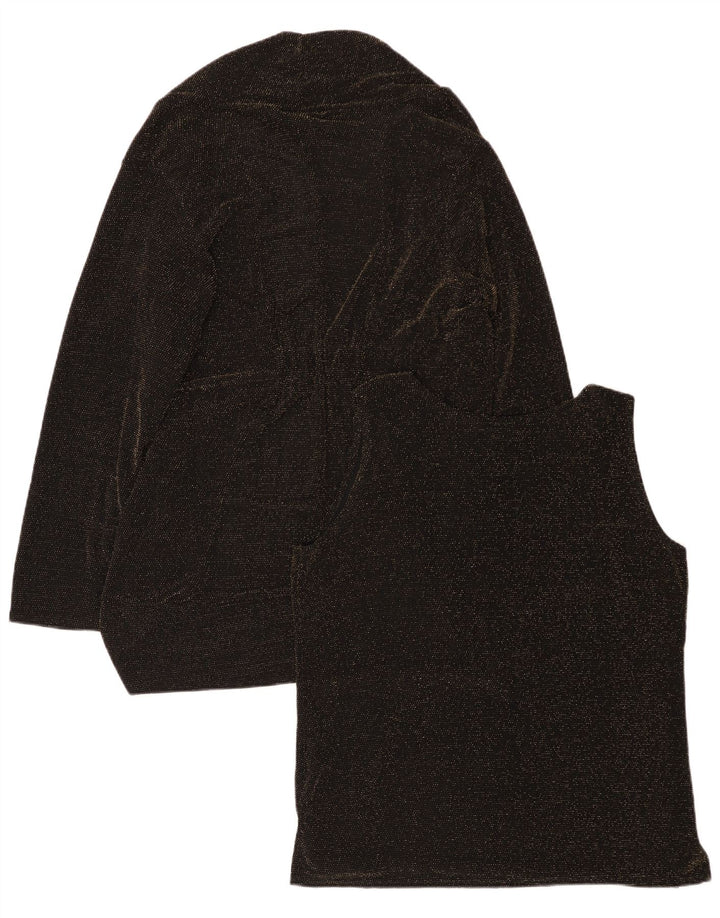 Vintage Mujer 2 Piezas Set UK 18 XL Nylon Negro
