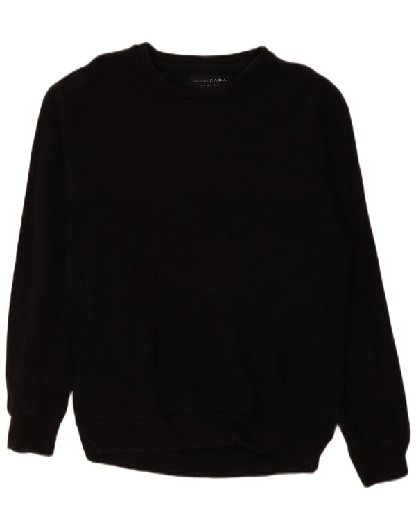 Zara Mens Sweatshirt Jumper Large Black Cotton