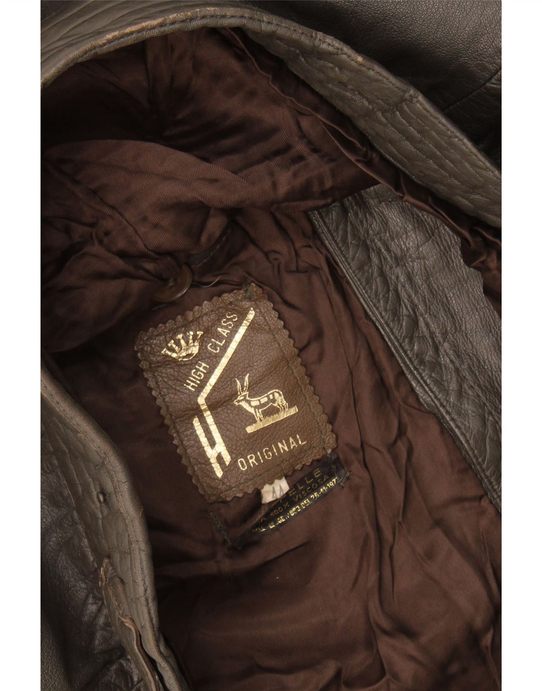 Chaqueta de cuero militar vintage para hombre IT 44 XS cuero gris