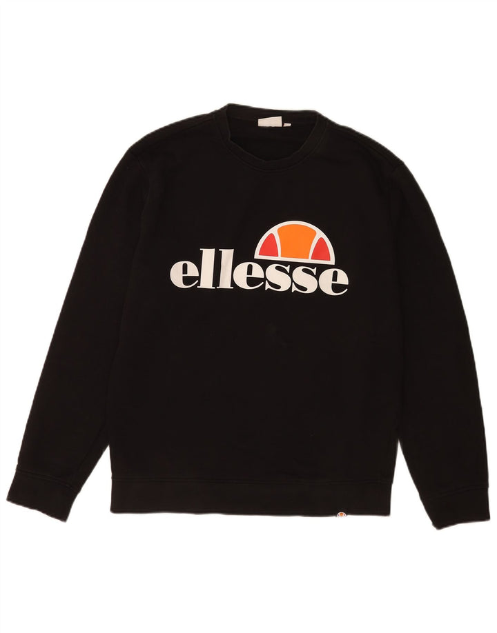 Ellesse Hombre Sudadera Gráfica Jersey Pequeño Algodón Negro