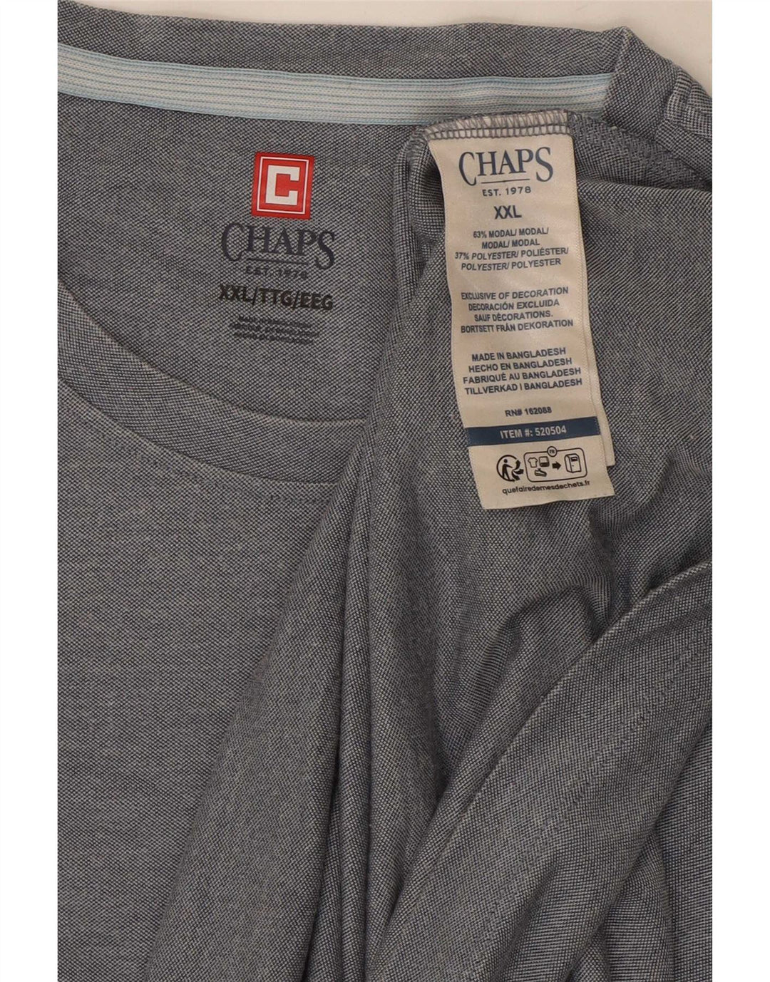 Chaps Camiseta Hombre Top 2XL Gris Modal