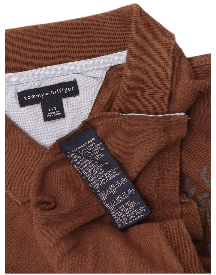 Tommy Hilfiger Polo gráfico para hombre de algodón marrón grande