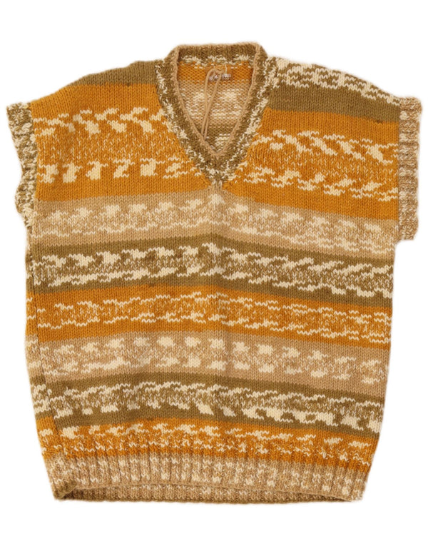 Vintage mujer V-cuello jumper suéter Reino Unido 18 XL rayas multicolores