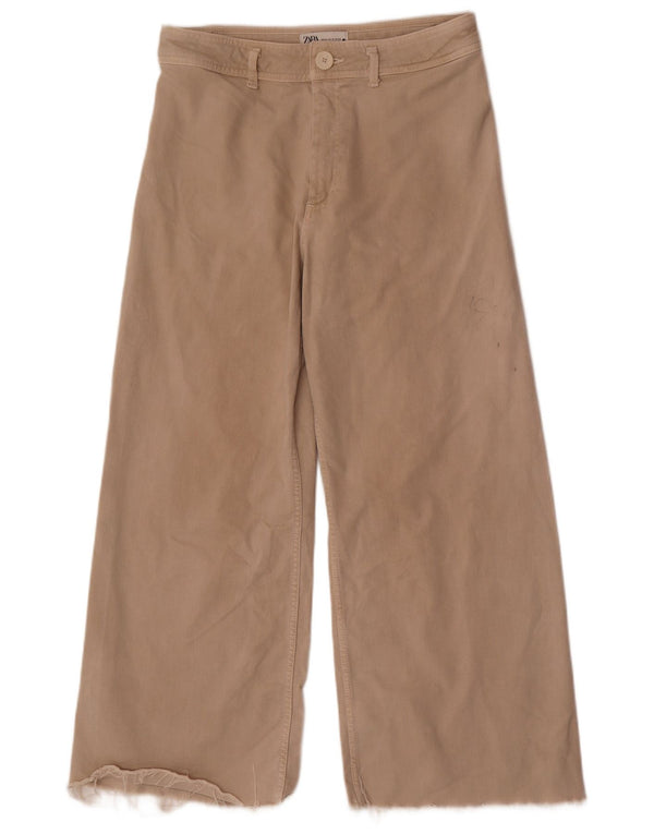 Zara Mujer The Marine Pantalones Casuales De Pierna Ancha EU 44 Large W34 L28 Beige