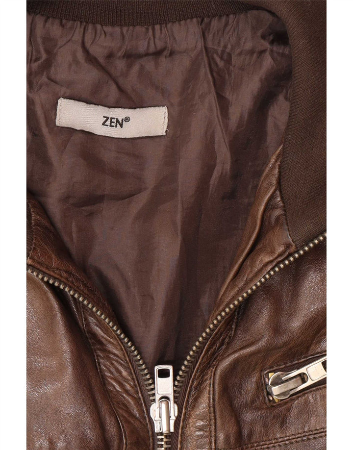Chaqueta de cuero Zen para hombre Reino Unido 40 Cuero marrón grande
