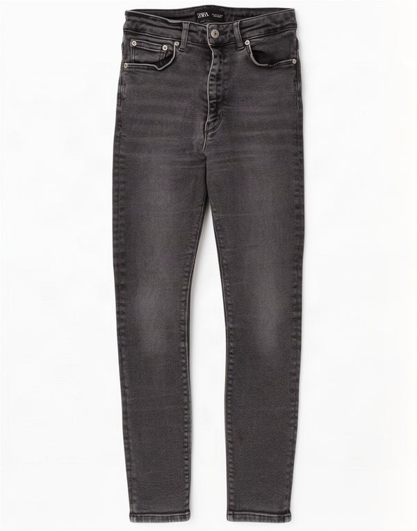Zara Vaqueros Pitillo Mujer EU 40 Mediano W30 L26 Algodón Gris
