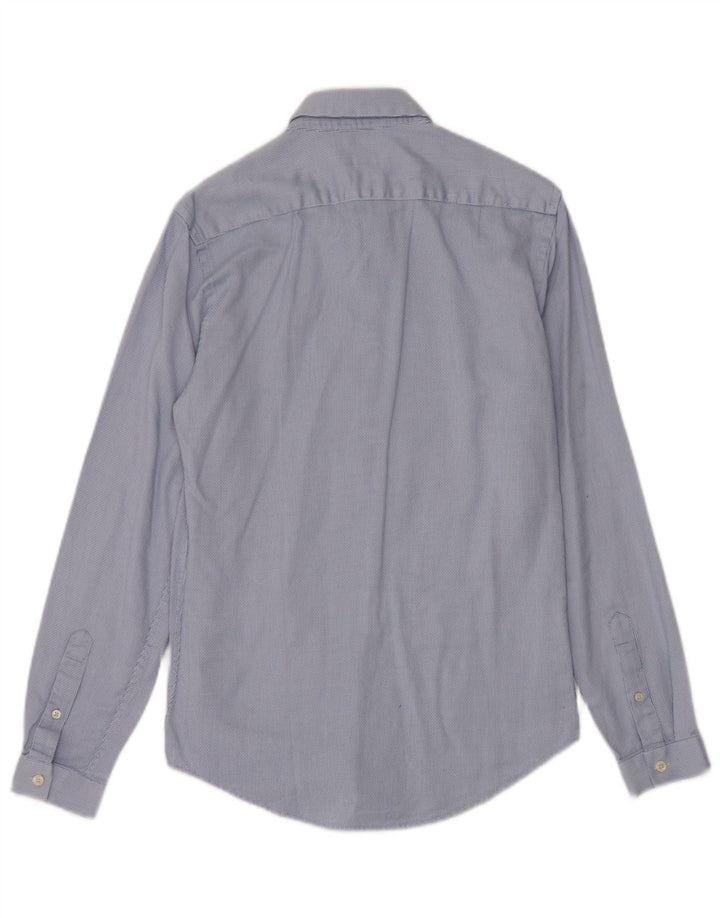 Zara Hombre Camisa Slim Fit Algodón Lunares Azul Pequeño