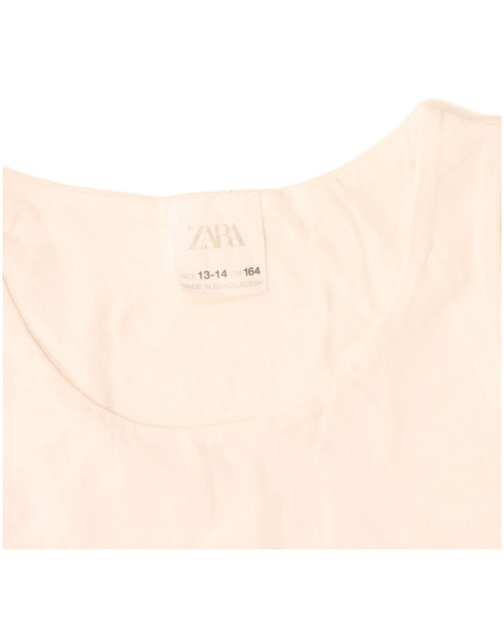 Zara Top Corto Sin Mangas Niña 13-14 Años Blanco
