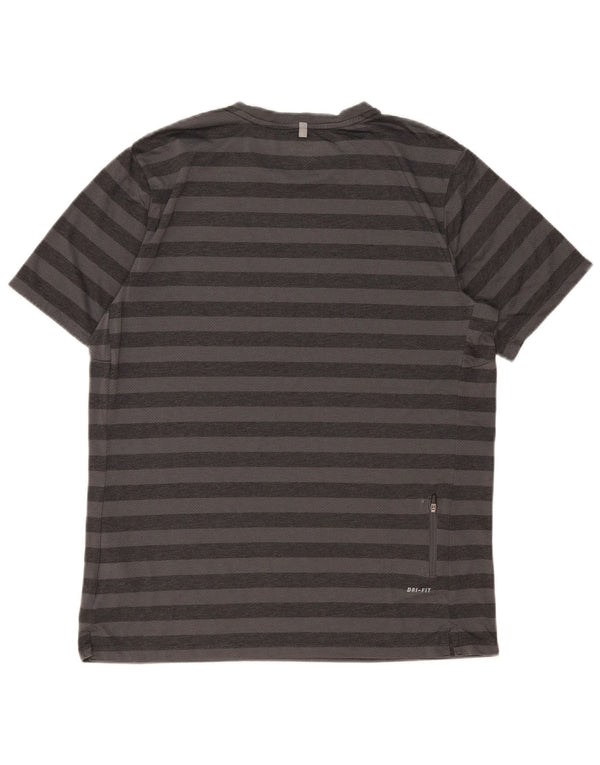 Camiseta Nike Dri Fit para hombre Top poliéster a rayas gris grande