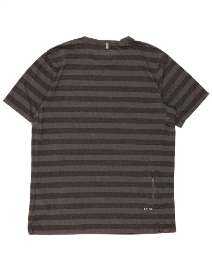 Camiseta Nike Dri Fit para hombre Top poliéster a rayas gris grande