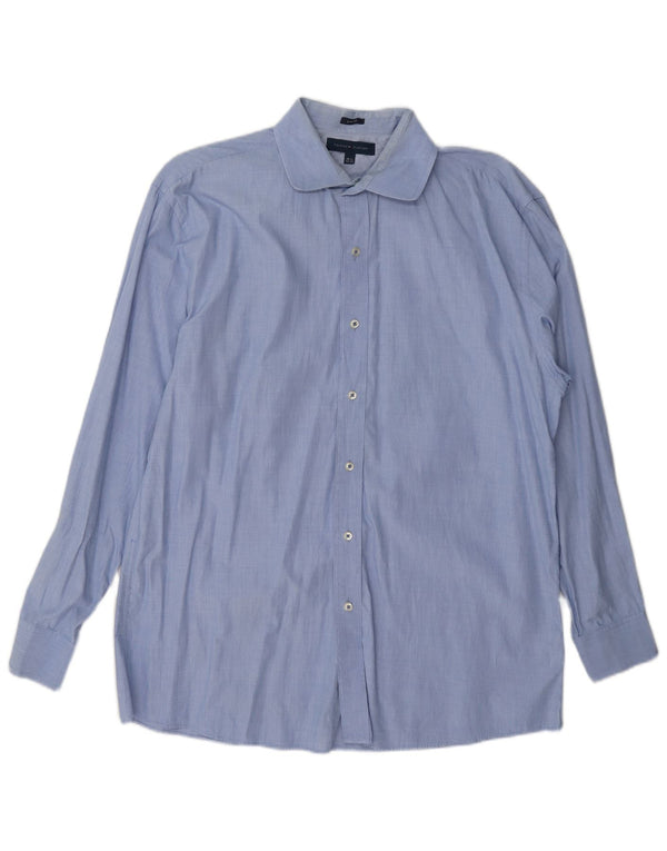 Tommy Hilfiger Camisa Slim Fit para Hombre Talla 16 1/2 Grande Algodón Azul