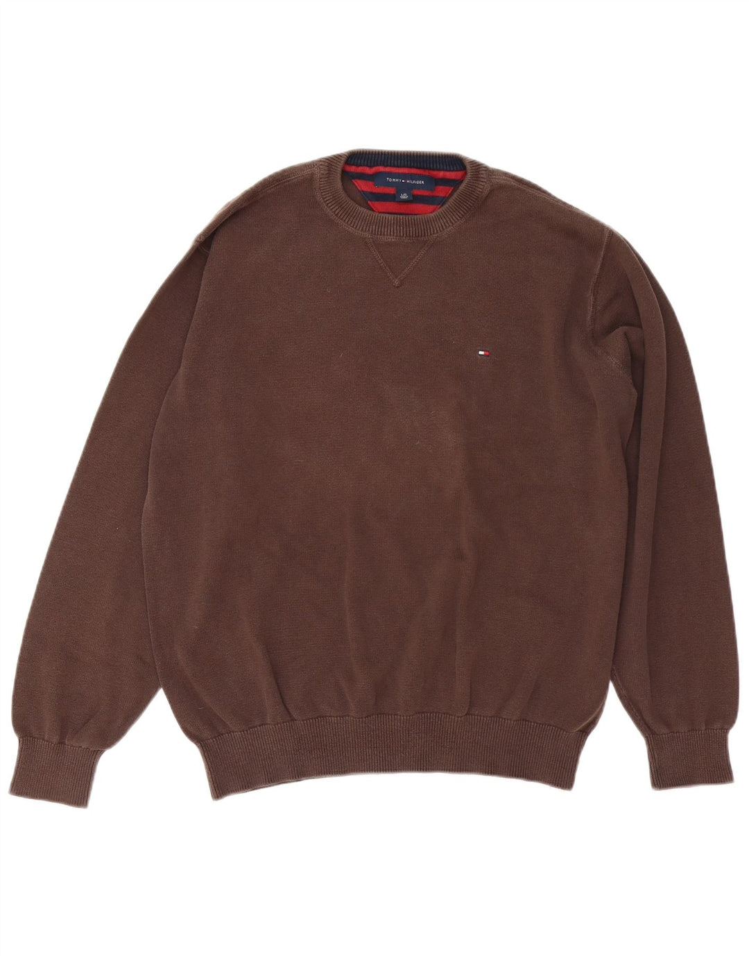 Tommy Hilfiger Jersey con cuello redondo para hombre, talla grande, color marrón