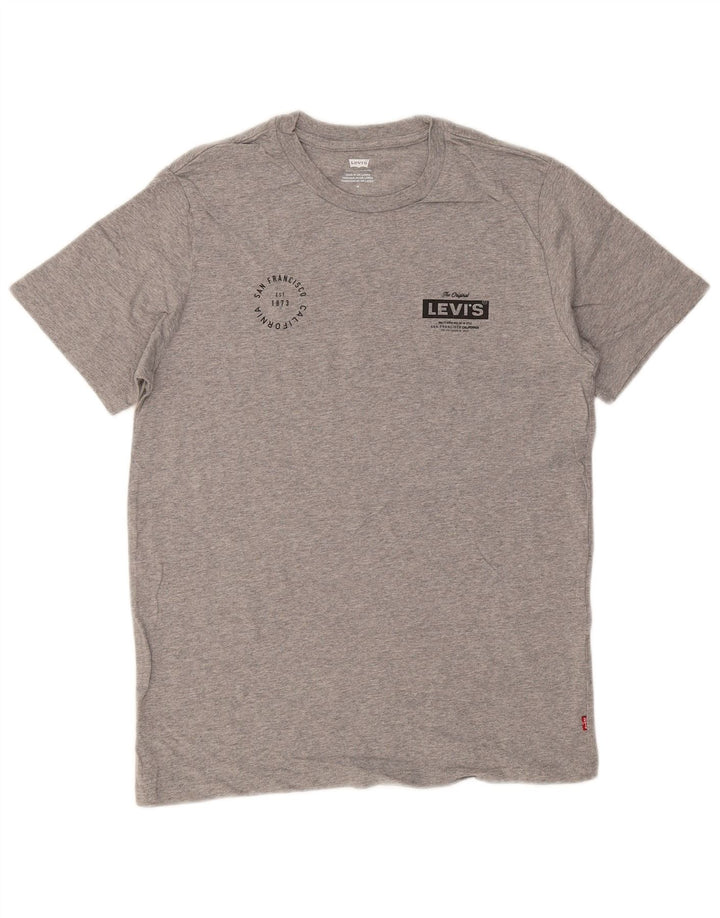 LEVI'S Camiseta gráfica para hombre Top de algodón moteado gris medio