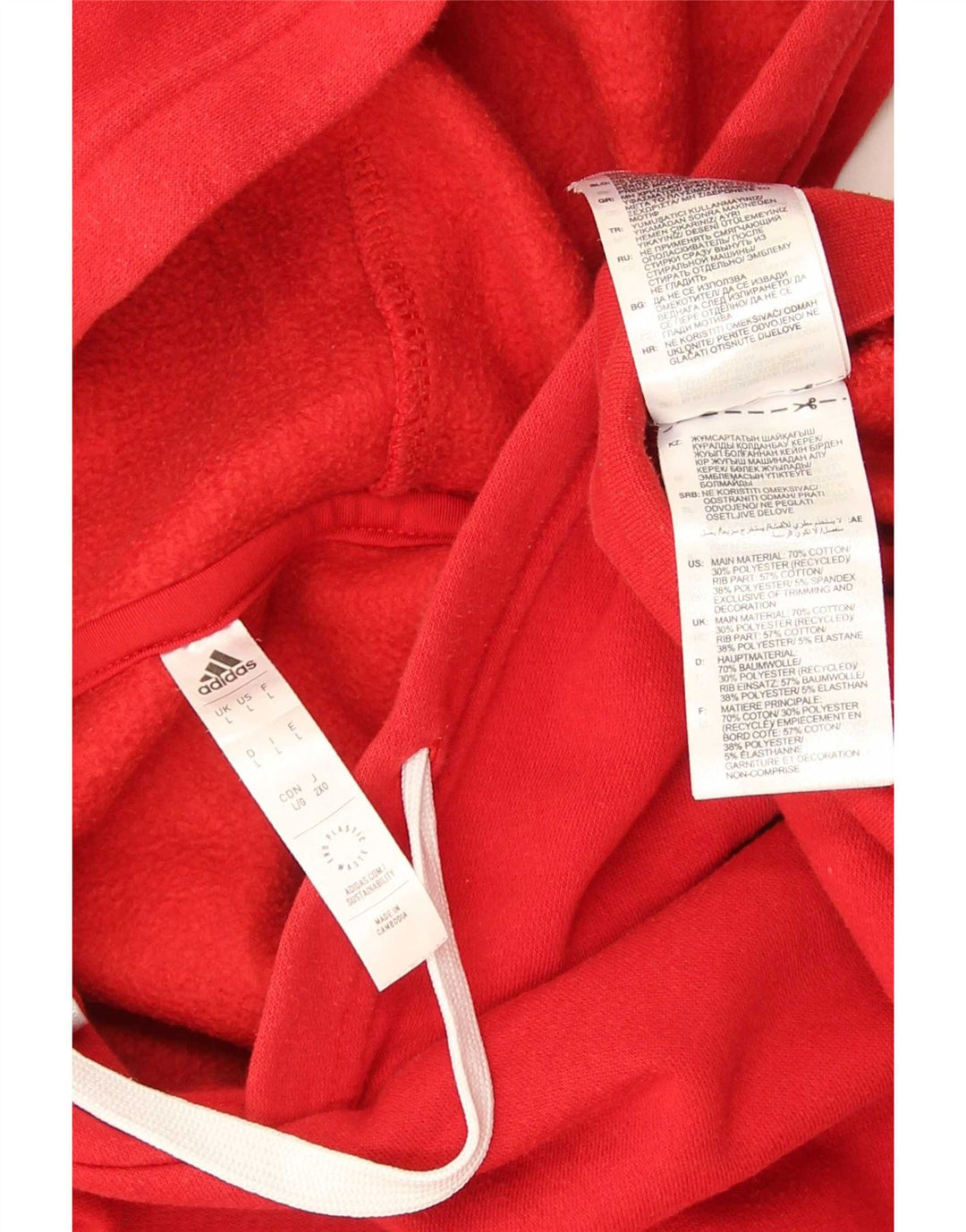 Adidas Hombre Sudadera Con Capucha Jumper Grande Rojo Algodón