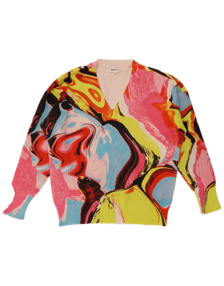 Desigual - Jersey con cuello en V para mujer, talla 40, talla M, multicolor
