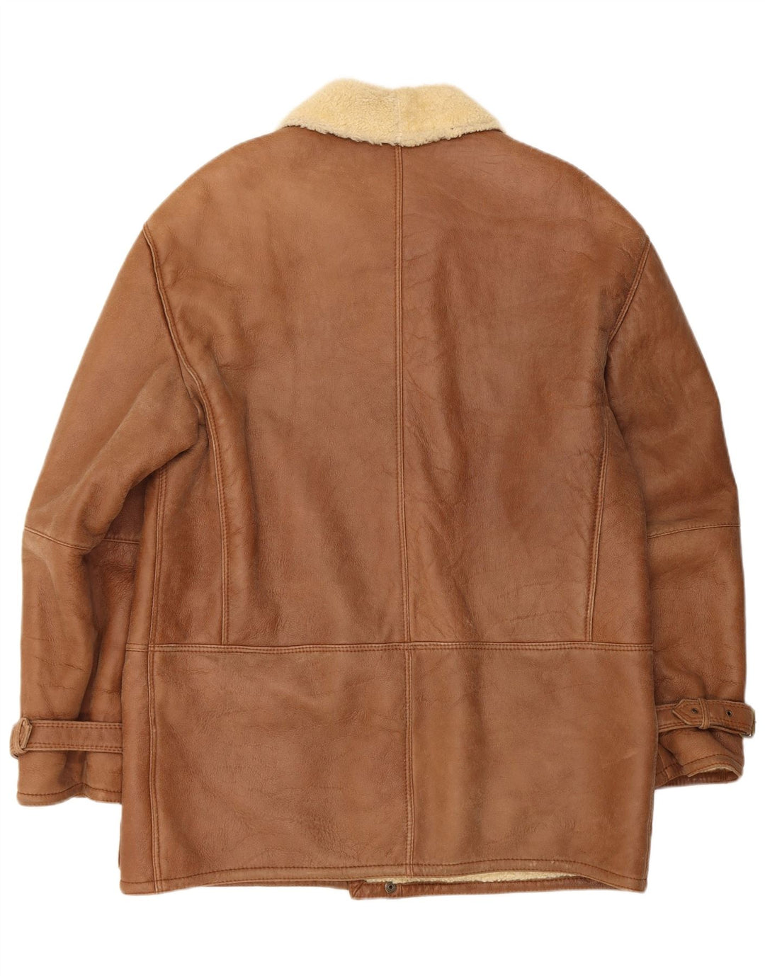 Chaqueta de piel de oveja vintage para hombre IT 52 XL Beige Shearling