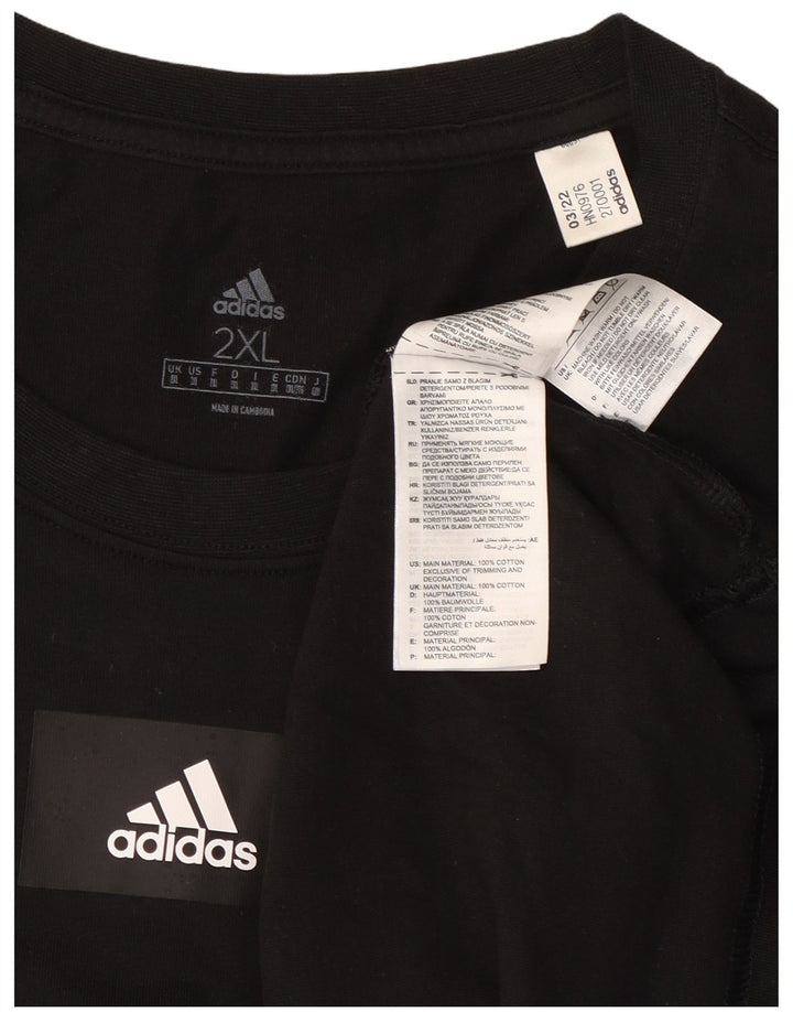 ADIDAS Mens T-Shirt Top 2XL Black Cotton