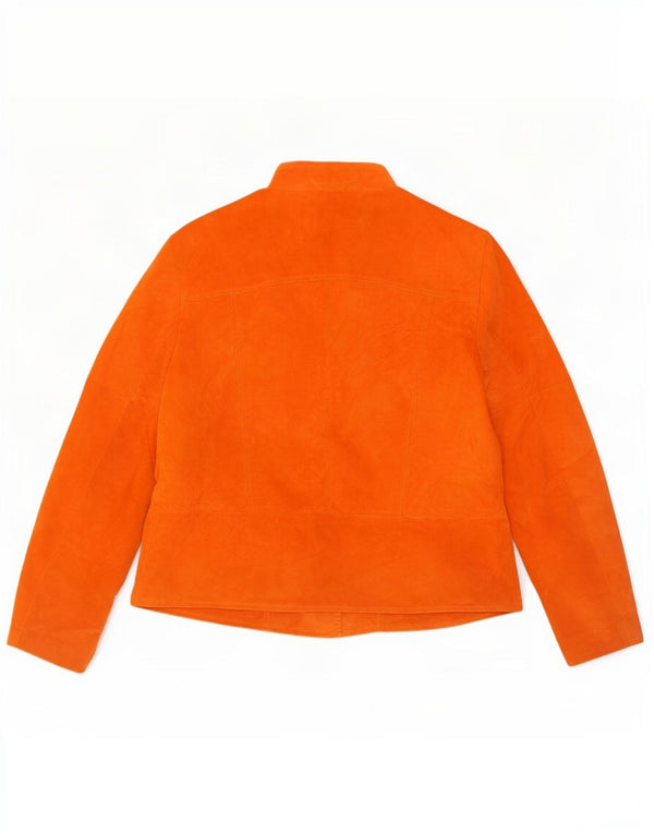 Vintage mujer ante chaqueta Reino Unido 16 cuero naranja grande