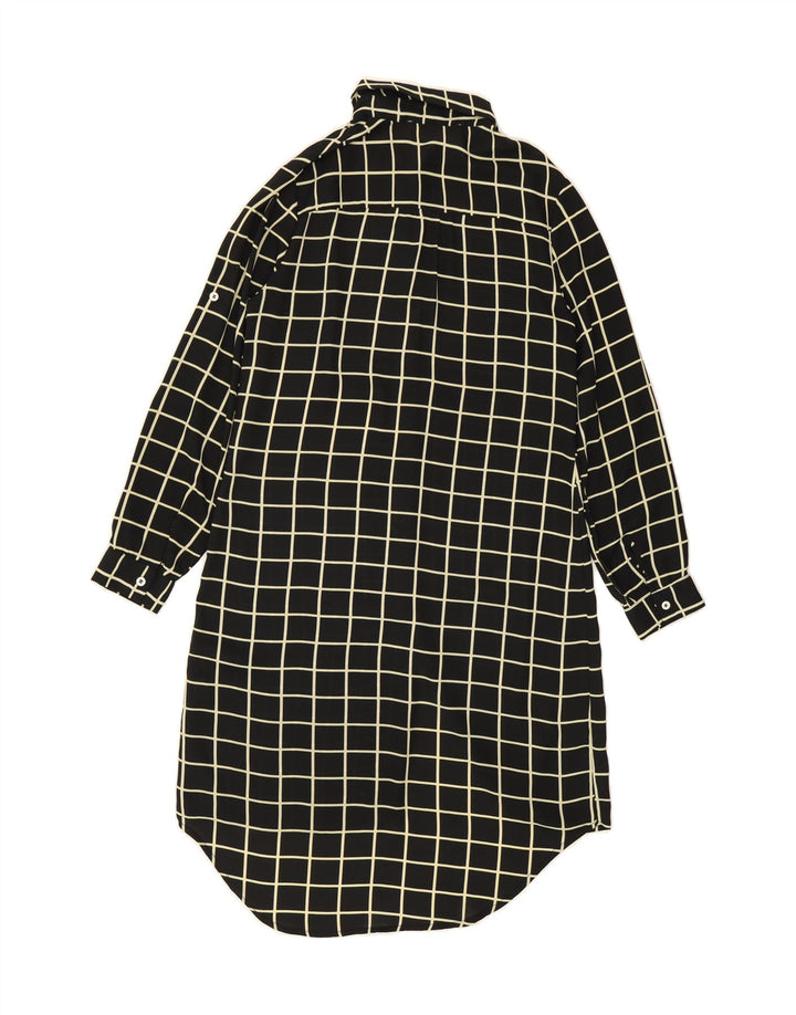 VINTAGE Womens Oversized Shirt Dress UK 10 Small Black Geometric Polyester Vintage Vintage and Second-Hand Vintage from Messina Hembry 
