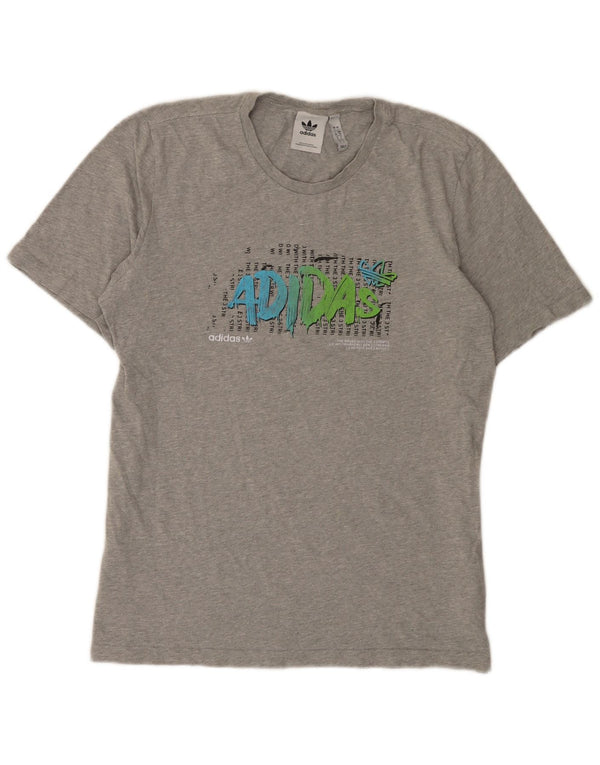 Adidas - Camiseta gráfica para hombre, talla grande, algodón gris