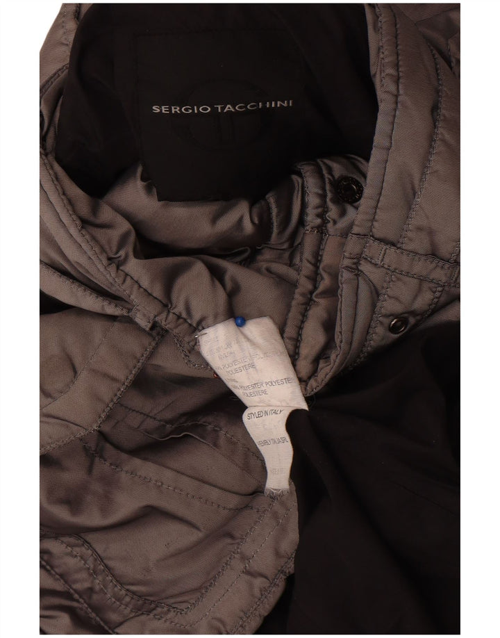 Sergio Tacchini Chaqueta militar para mujer UK 8 Small Grey Nylon