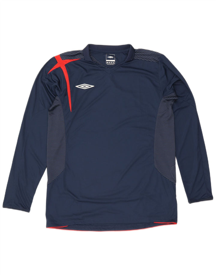Umbro Hombre Top Manga Larga Poliéster Rayas Azul Marino Medio