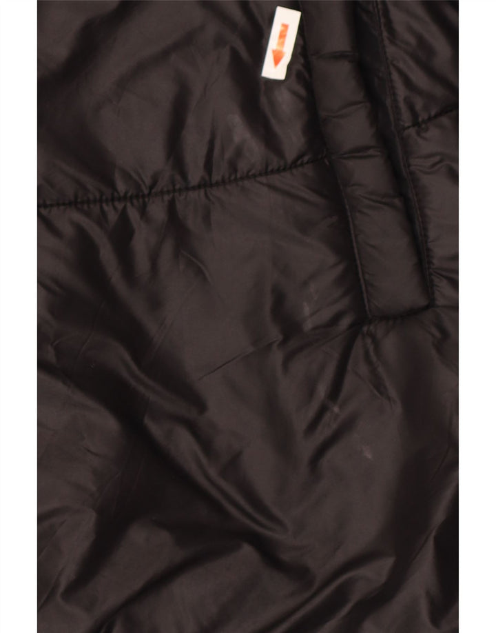 Zara Mujer Poncho Acolchado Con Capucha Chaqueta Mediana Negro Poliéster