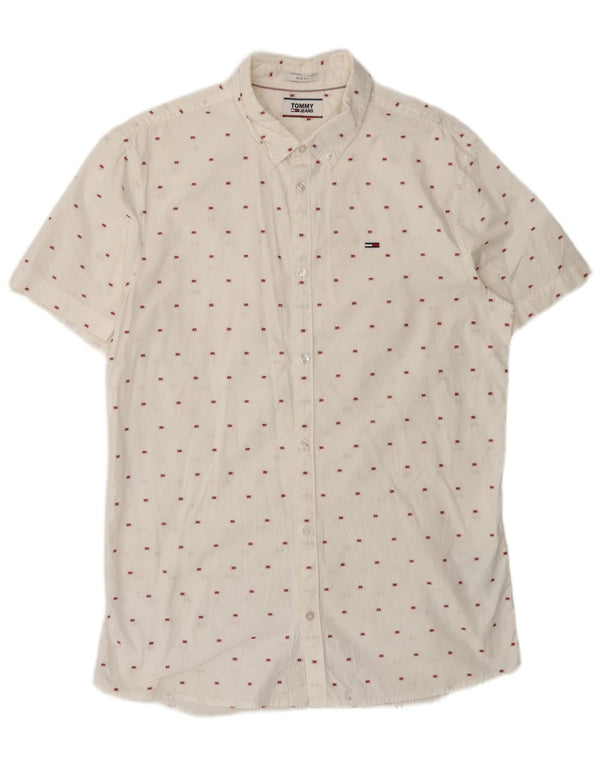 Tommy Hilfiger Camisa Slim Fit De Manga Corta Para Hombre Algodón Blanco Mediano