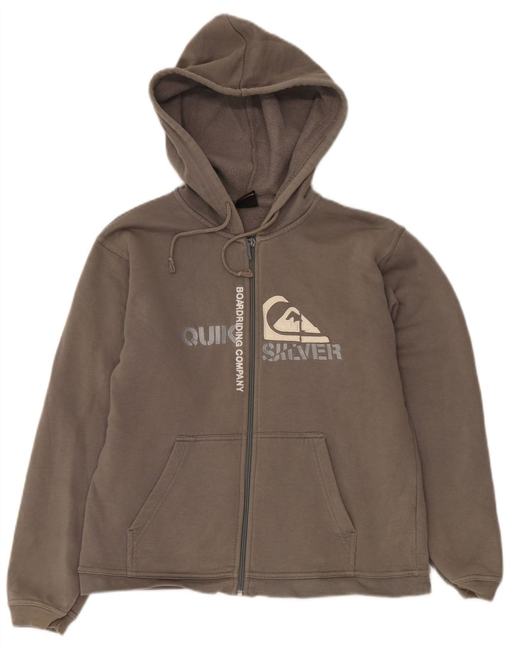 QUIKSILVER Suéter con capucha y cremallera gráfica para mujer UK 44 Algodón gris grande