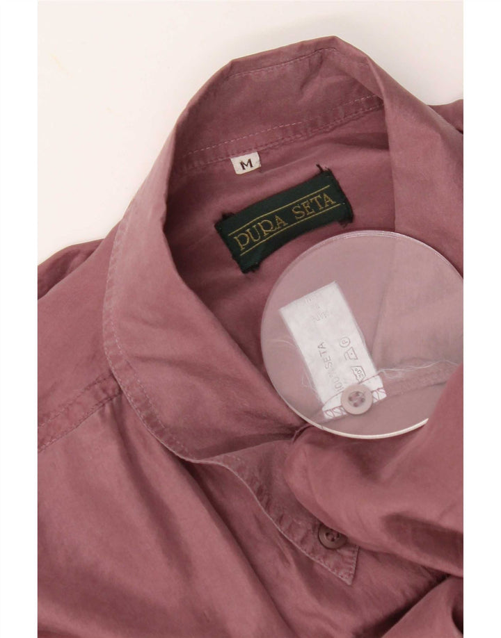 Camisa vintage para hombre de seda burdeos mediana