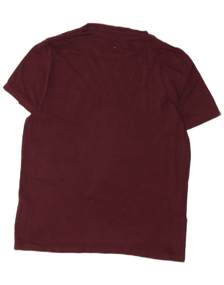 ALL SAINTS Camiseta Hombre Top Medium Borgoña Algodón