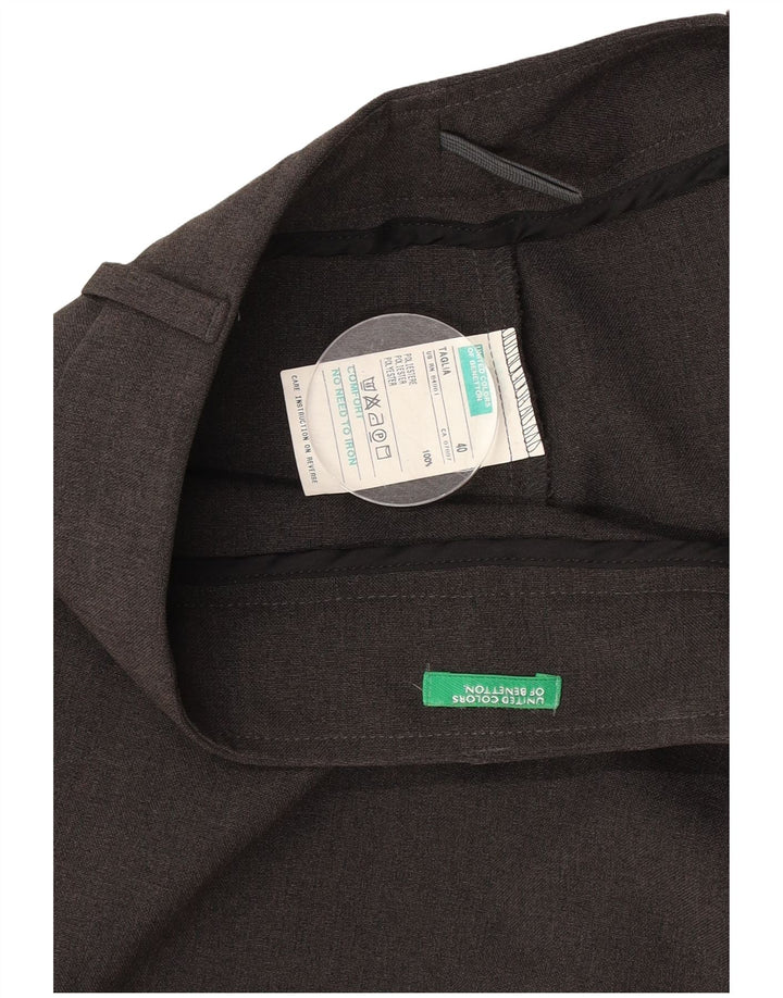 Falda Recta A Media Pierna Benetton IT 40 Small W26 Poliéster Gris