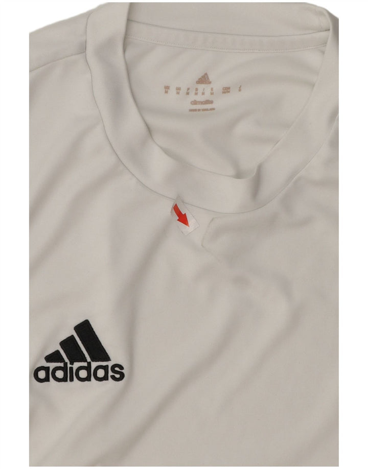 ADIDAS Hombres Climalite Camiseta Top Medio Blanco Poliéster